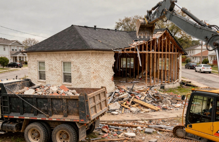 Partial house demolition in Dallas Texas completed by Best Dallas Demolition contractors